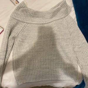 Off the shoulder long sleeve sweater